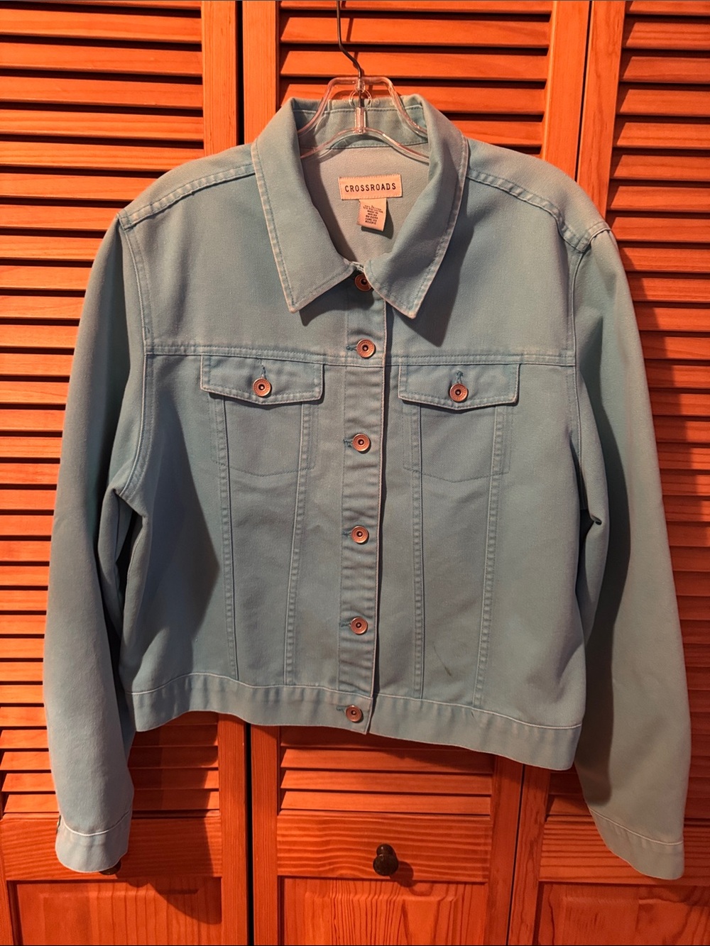 CROSSROADS TURQUOISE Blue Women's Denim Jacket - size L